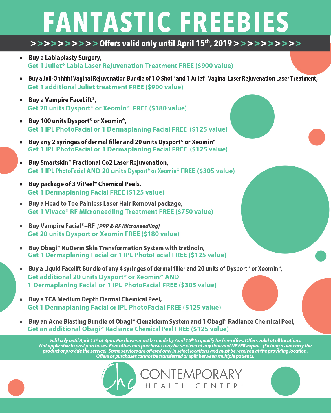 Fantastic Freebies Specials Until April 15th