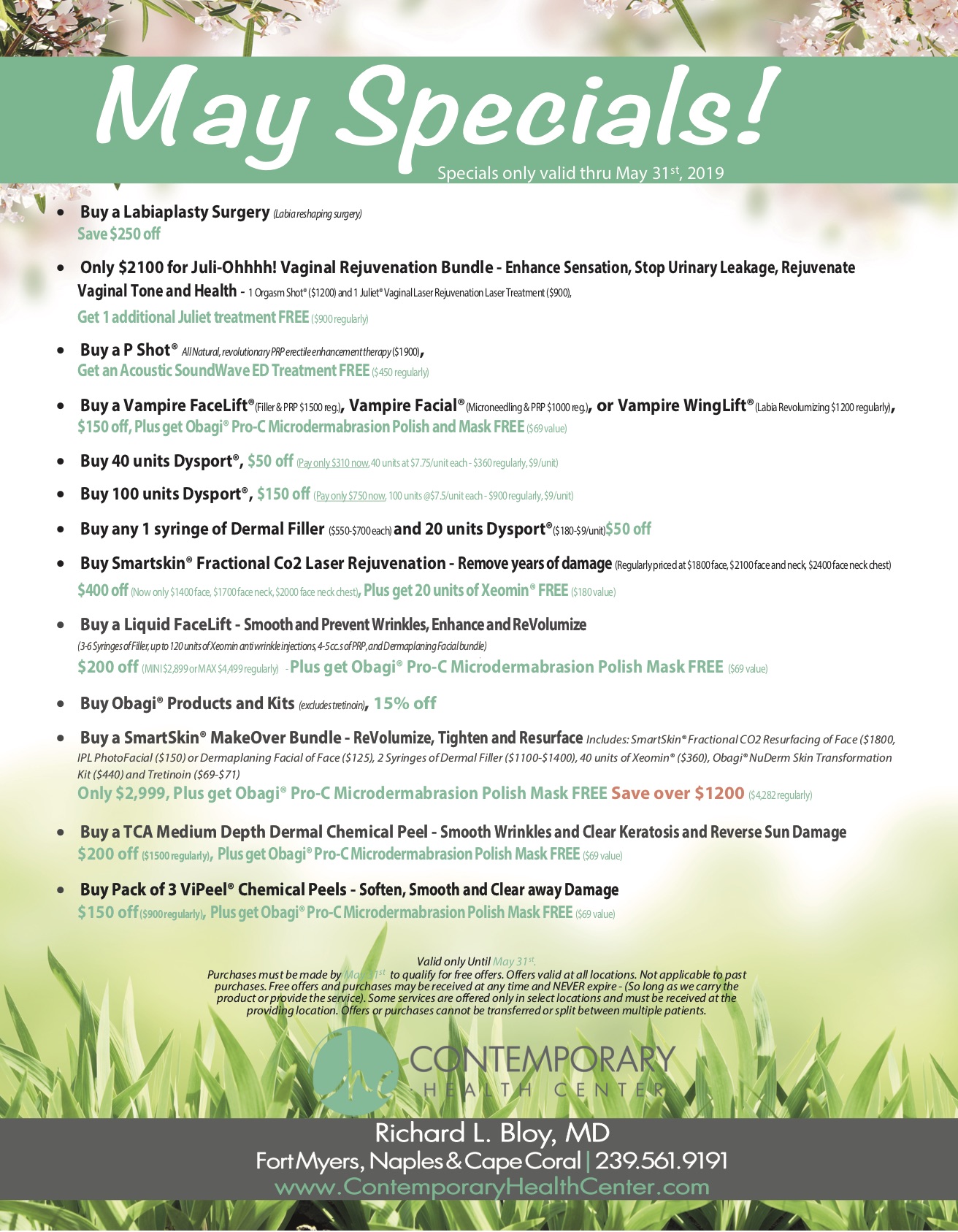 May Specials – Valid Until May 31st!
